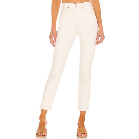 RE/DONE Orginal retro  90s High Rise Ankle Crop in Vintage White 31 (US L 8/10) - Picture 3 of 10